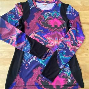Spyder Vibrant Thumbhole Mesh Tie Dye Long Sleeve Size Medium